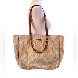 Michael Kors MK Signature Chain Tote Shoulder Bag
